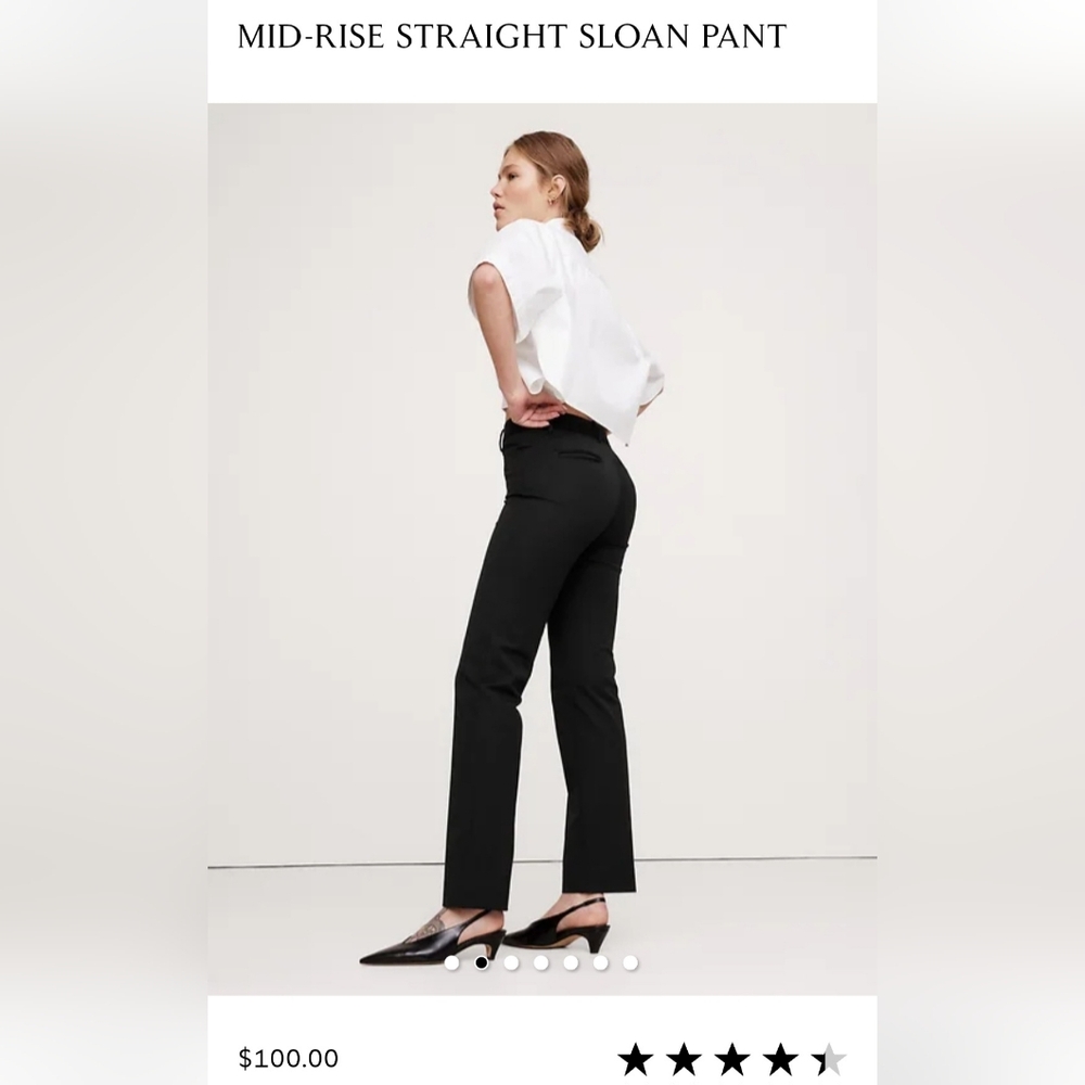 NWT Banana Republic Mid-Rise Straight Sloan Pant - Black